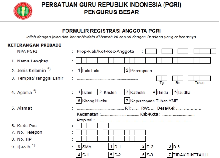 Pendaftaran PGRI Kendal - Persatuan Guru Republik Indonesia Cabang Kabupaten Kendal